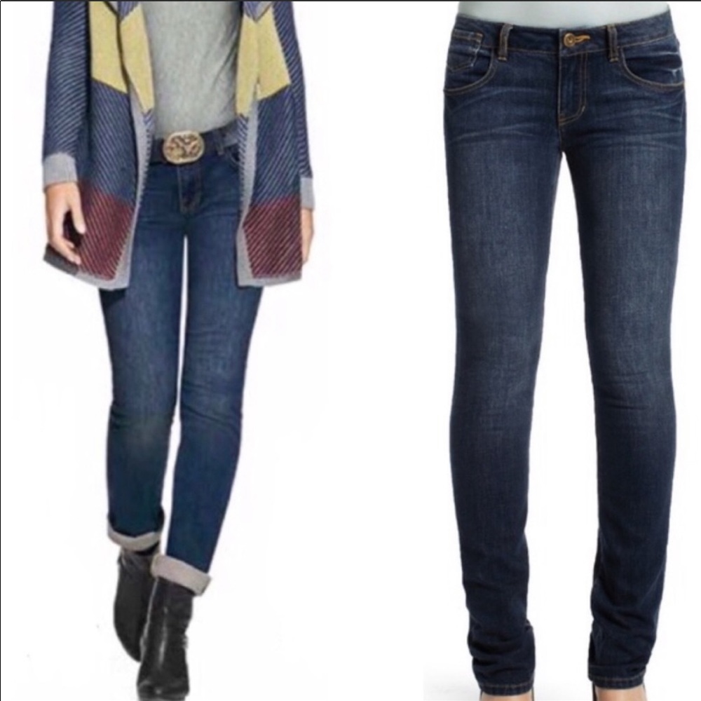 CAbi Blue Moon Indie Straight Leg Jeans Style 514 Factory Fading Dark Wash SZ 8
